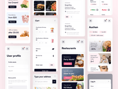 UI Kit шаблон для доставки еды, интернет-магазина или портфолио