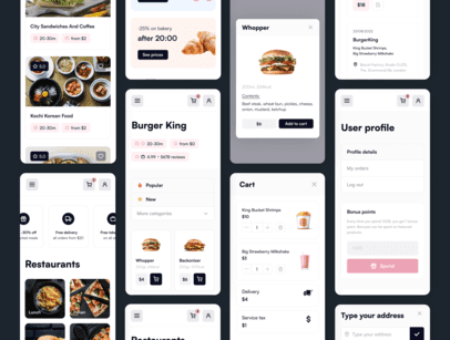 UI Kit шаблон для доставки еды, интернет-магазина или портфолио