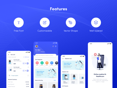 UI Kit для интернет-аптек и доставки лекарств – создайте удобное медицинское приложение